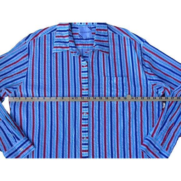 Addison Bay Naples Dress Americana Stripe Seersucker Shirt Coverup - Size XL - Picture 8 of 14